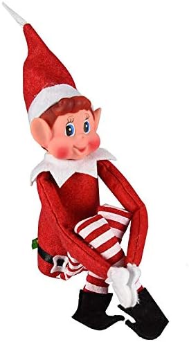 Glow Set of 2 Naughty Little Xmas Elves - Playful Elf Figure with Soft Body, Vinyl Face, Hook and Loop Grip Elves Behavin’ Badly Christmas Family Elfie Elvie Toy Boy Girl