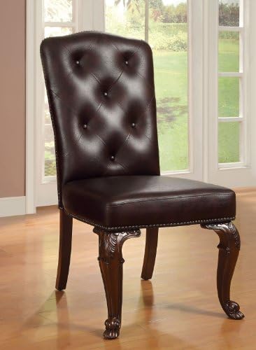 Furniture of America Evangelyn 7-Piece Dining Set with Leather-Like Chairs