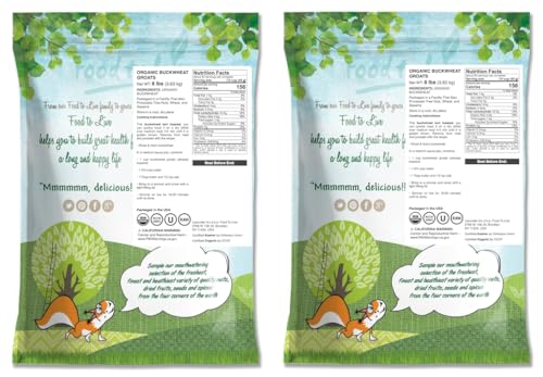Food to Live Organic Buckwheat Groats, 15 Pounds – Whole Grain Buckwheat Seeds by Food to Live. Hulled, Non-GMO, Kosher, Raw, Vegan, Sirtfood. Bulk Cereal Grain