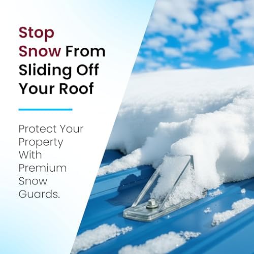 50 Pack Snow Guards for Metal Roofs – with Perfect Seal Gaskets & Screws – Heavy-Duty Polycarbonate Snow Stops Prevent Sliding Snow & Ice –
