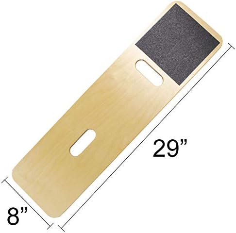 Rehabilitation Advantage Tapered 29" Durable Birchwood Transfer Board with Hand Holes & Non-Skid