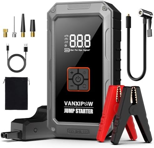 M1 6000A Car Battery Jump Starter with Air Compressor 150PSI (9.0 L Gas/8.0L Diesel), Portable Car Jump Starter Power Pack
