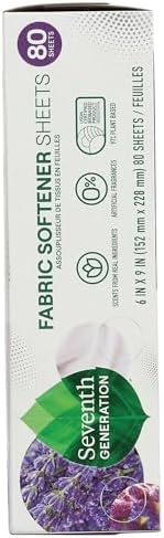 Seventh Generation, Fabric Softener Sheets Lavender, 80 Count