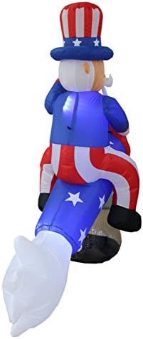 6 Foot Long Patriotic Independence Day 4th of July Inflatable Uncle Sam | On Rocket, Pre-Lit LED Lights, Outdoor Indoor, Lawn Yard Holiday Decoration
