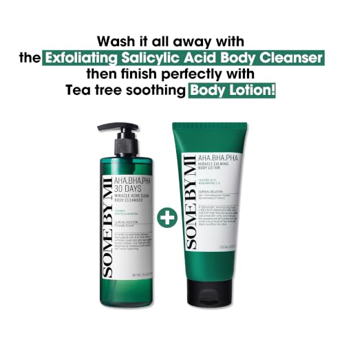 SOME BY MI AHA BHA PHA 30 Days Miracle Acne Clear Body Cleanser 13.5oz – Salicylic Acid & Tea Tree Acne Body Wash – Deep Cleansing