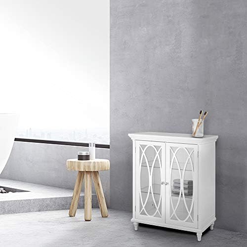 Teamson Home Florence 26 in. x 32 in. 2-Door Freestanding Wooden Floor Cabinet with Adjustable Shelves for Storage Solutions in Bathrooms, Kitchens, Laundry Rooms, Home Offices, White | Freestanding Wooden, Adjustable Shelves, For Bathrooms, Kitchens, La…