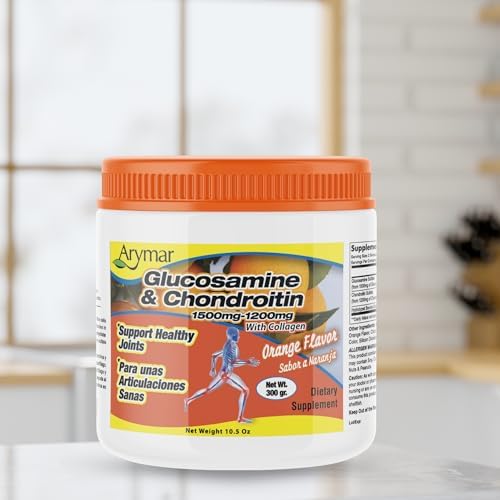 Arymar Glucosamine Chandroitin Powder (1500mg/1200mg) - Joint Health Support Supplement - Helps Maintain Mobility & Flexibility - High Absorption Formula - 300g (10.5 oz)