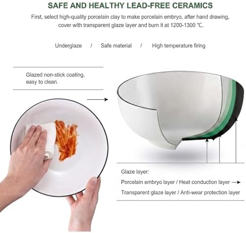 NJCHARMS Large Serving Bowls, 8'' Big Soup Bowl 60OZ Set of 3, White Ceramic Bowl for Kitchen, Pho Bowl for Pasta, Ramen, Soup, Fruit Vegetable