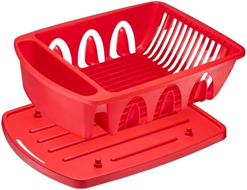 Tribello Sink Dish Drying Rack, Heavy Duty Hard Plastic Drying Rack, Dish Drainer for Kitchen Counter with Drainboard Set