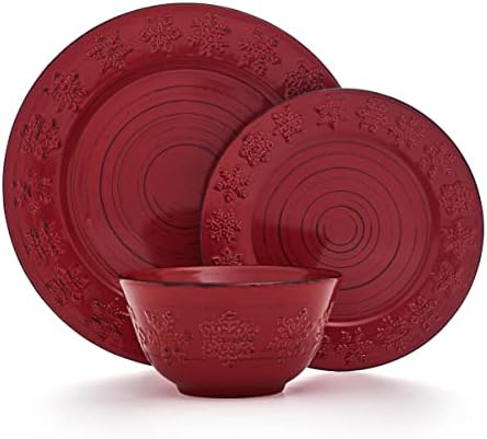 Pfaltzgraff Trellis White 16-Piece Stoneware Dinnerware Set, Service for 4, Distressed White Finish, Microwave & Dishwasher Safe Plates and Bowls