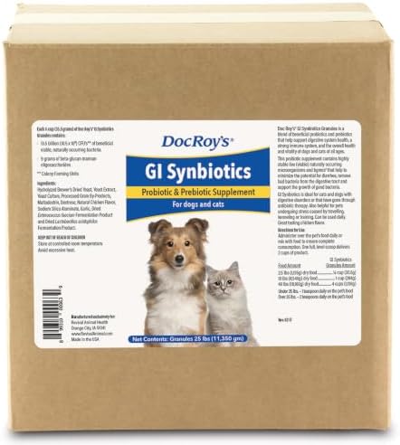 Doc Roys GI Synbiotics for Dogs and Cats, Prebiotic and Probiotic Granules, Digestive and Immune Support, Chicken Flavored, Made in USA, 454 gm