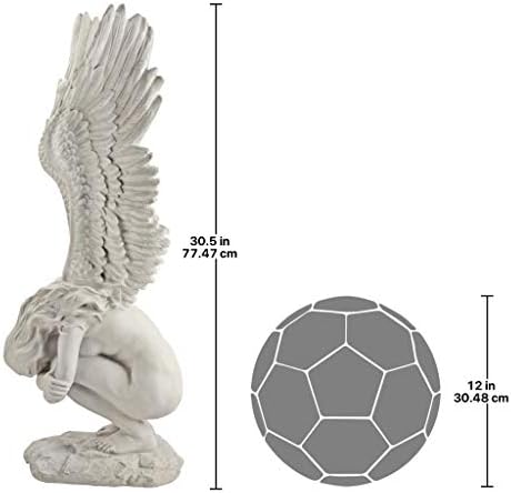 Design Toscano Remembrance and Redemption Angel Religious Indoor/Outdoor Garden Statue, From Base to Top of the Wings Nearly 3 feet tall! Tall, Cast Stone Resin, Antique Stone Finish