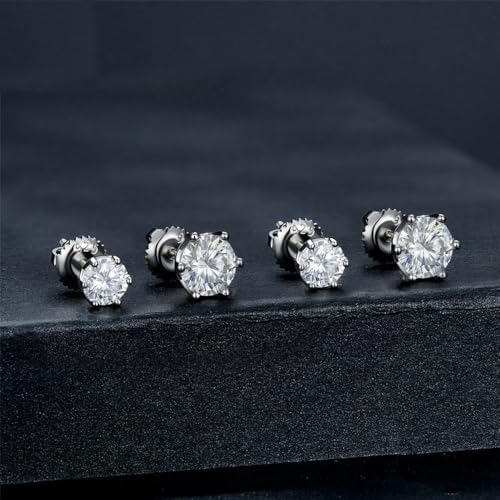 S925 Sterling Silver 0.5ct VVS1 D-color Diamond Screw Back Stud Earrings for Women, Elegant for Engagements or Birthday Celebrations
