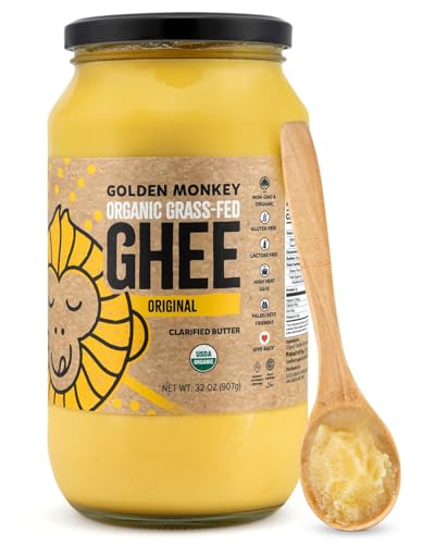 GOLDEN MONKEY Organic Ghee Butter – Grass Fed Clarified Butter for Cooking, Baking
