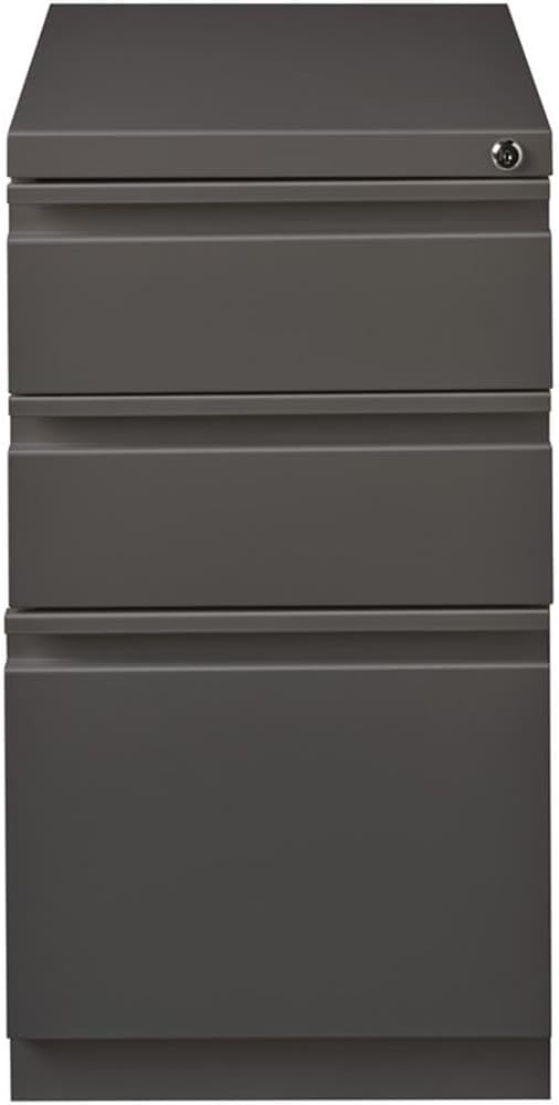 Pemberly Row 3 Drawers 27.75" Vertical White Metal Filing Cabinet Lockable Pre-Assembled Stationary Letter Size for Home, Office