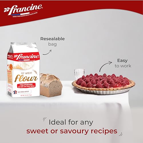 Francine T65 All-Purpose French Flour, Unbleached, 10% Protein, 2.2lb (2-Pack)