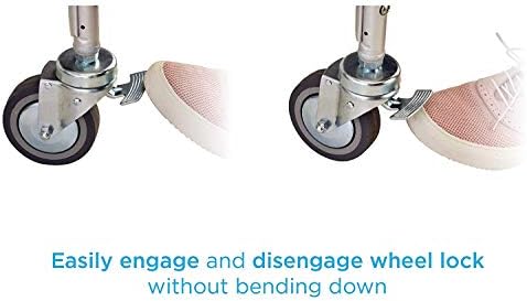 NOVA Medical Produs Rolling Shower Commode Chair with Locking Wheels and Removable Footrests, Over The Toilet Wheeled Commode,White, 1 Count