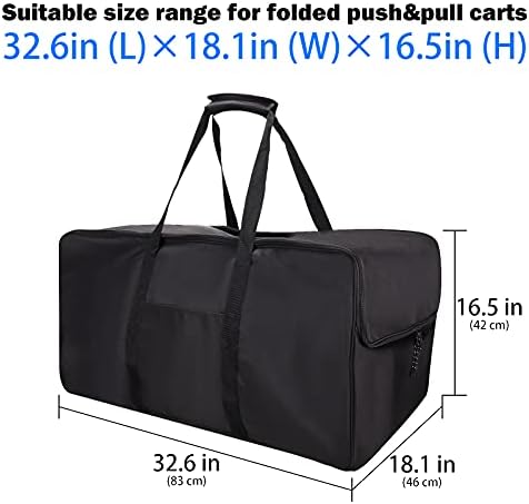 Golf Push Cart Bag 3 Wheel Folding Carry Bag for Push Carts Cover Protector Black Extra-Large Capacity Cover Collapsible