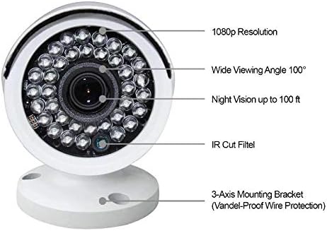 1 Pack Analog HD 1080p Wired Bullet Camera (White, Camera Only, Compatible with Night Owl DVRs)