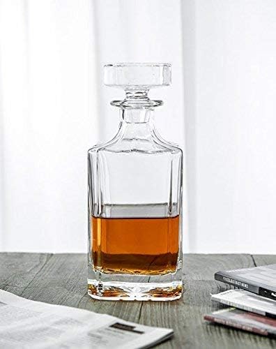 Godinger Clarion Square Whiskey Decanter with Glass Stopper for Wine, Bourbon, Brandy, Liquor, Juice 25 oz, Perfect for Engraving