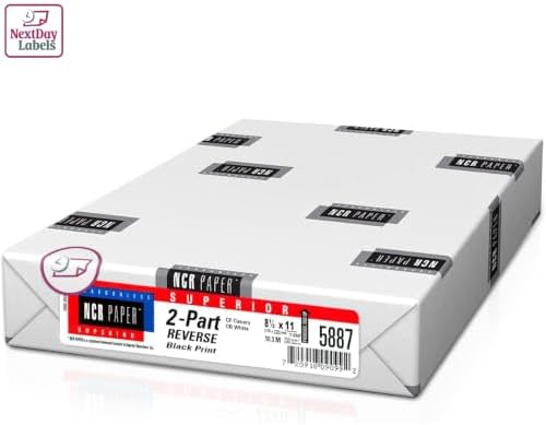 NextDayLabels Carbonless NCR Paper, 2 Part Reverse #5887, 8.5" x 11"