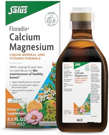 Floradix Calcium Magnesium Liquid Mineral & Vitamin Formula - Bone Support Supplement with Calcium, Magnesium, Vitamin D & Zinc - Vegetarian & Non-GMO - 8.5 fl oz