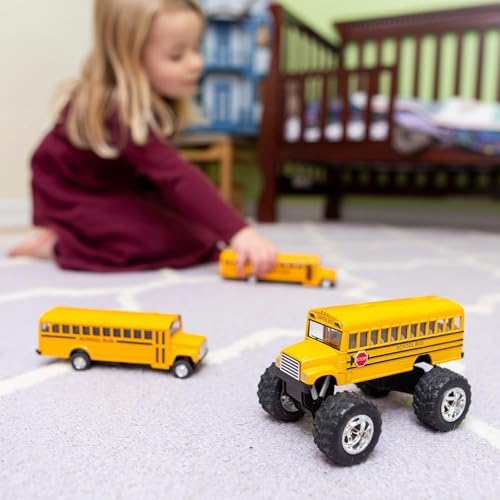 5" Monster School Bus Die Cast Metal Model, Pullback Action Toy Monster Truck