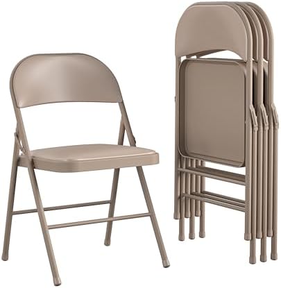 COSCO Vinyl Folding Chair, 4 Pack, Black