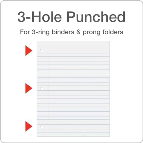 Oxford Loose Leaf Paper, 500 Sheets, College Rule Filler Notebook Paper, 8-1/2" x 11", 3-Hole Punched Fits 3-Ring Binders (62349)