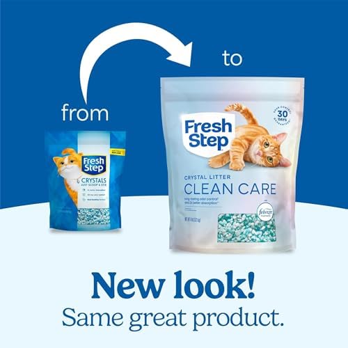 Fresh Step Clean Care Crystsal Cat Litter with Febreze Freshness, Ammonia Block Technology, Lightweight Fresh Step Crystals, Low Dust, 8 lb. Bag