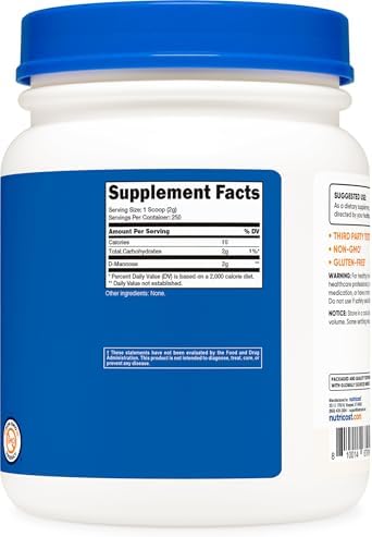 Nutricost D-Mannose Powder 500 Grams (250 Servings) Gluten Free, Vegan | GMO-Free