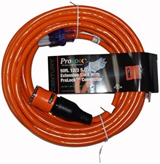 ProLock 12 Gauge 3 Conductor SJTW 50 Foot Extension Cord With Lighted Ends - Orange