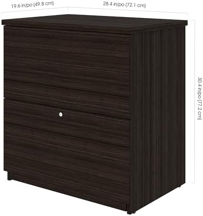 Bestar Universel 29W Standard Lateral File Cabinet in bark Grey | Adjustable leg levelers; ball-bearing drawer slides; Particle board construction