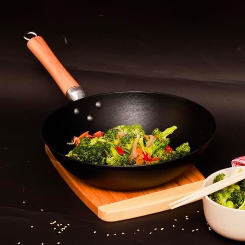JOYCE CHEN Professional Series 14-Inch Cast Iron Wok with Maple Handle