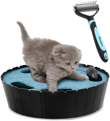 Pawaboo Interactive Cat Toy with Running Mouse, Automatic Track Kitten Toy | Electronic Motion Cat Toy for Indoor Cats, Pop and Play Hide Seek Cats Toys Hunting Mouse for Kitty Play Exercise, Green