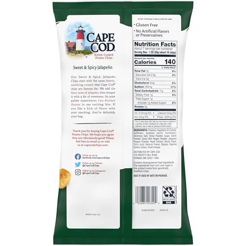 Cape Cod Sweet & Spicy Jalapeno Chips, 7.5 Oz Bag