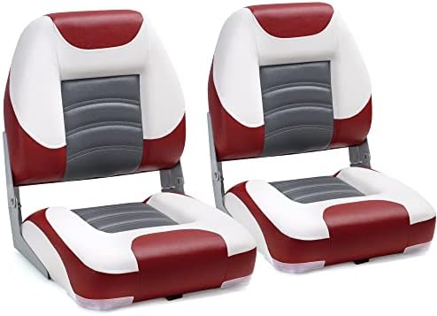 NORTHCAPTAIN T1 Deluxe Low Back Folding Fishing Boat Seats 2 Pack - Premium Bass/Jon/Pontoon Boat Chairs,4 Mounting Screws Included