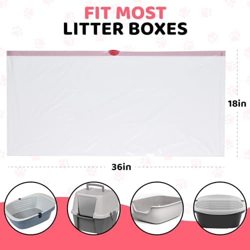 Cat Litter Box Liners 30 Count Drawstring Kitten Waste Bag | leak proof, heavy duty, scratch resistant, litter tray liner, kitty clean up