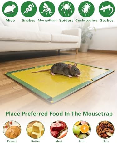 8 Pack Large Sticky Mouse Traps 12.6 x 8.5‘’ (unfolded), Super Strong Adhesive Glue Boards for Mice & Rats