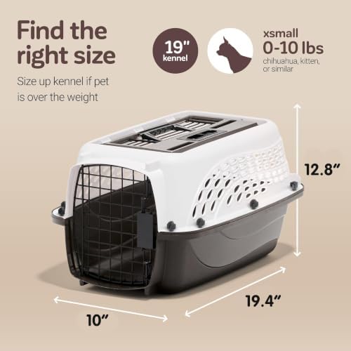 Petmate 2-Door Dog, Puppies & Cat Kennel, 19", White | Top & Front Loading, Made in USA, Extra Small