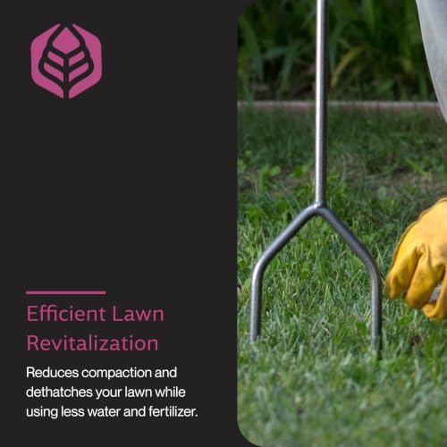 Yard Butler Manual Lawn Coring Aerator, ID-6C - Lawn Care Tool for Aerating - Long-Handled - Power-Coated Steel Construction - Comfortable Cushioned Handles Garden Tool - Easy to Use | Long-Handled Aerator, Powder-Coated Steel Construction, Cushioned Han…