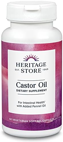 HERITAGE STORE Castor Oil Supplement 725 mg, 60 Softgels | Healthy Cleansing