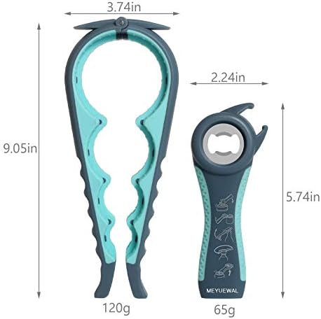 Jar Opener, 5 in 1 Multi Function Can Opener Bottle Opener Kit with Silicone Handle Easy to Use for Children