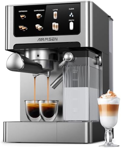 AIRMSEN 20 Bar Espresso Machine with Automatic Milk Frother, Cappuccino & Latte Coffee Maker with Quick Brew Dual Boiler (1350W + 1000W)