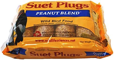 Wildlife Sciences Suet Plugs 48 Pack, Case of 12 Individually Wrapped 12 oz 4 Packs (Peanut Blend)