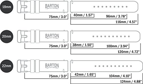 BARTON WATCH BANDS Quick Release Top Grain Leather Watch Band Strap, Saddle Leather/Saddle Stitching (Black Buckle), 22mm