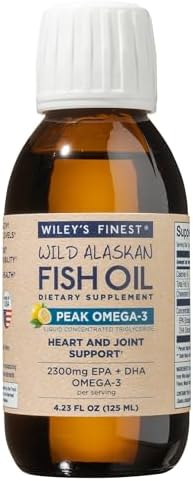 Wiley's Finest Wild Alaskan Fish Oil Peak Omega-3 Liquid Supplement - 2300mg EPA and DHA Omega-3s - Lemon Flavor - 8.45 Oz (50 Servings)