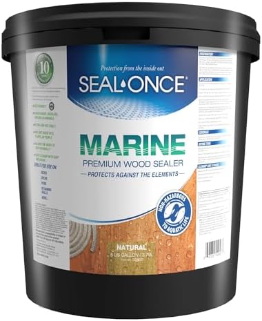 SEAL-ONCE Marine Penetrating Wood Sealer and Waterproofer, Clear, 1 Gallon | Waterproofer & Stain, Water-Based, Ultra-low VOC formula, For high-moisture areas