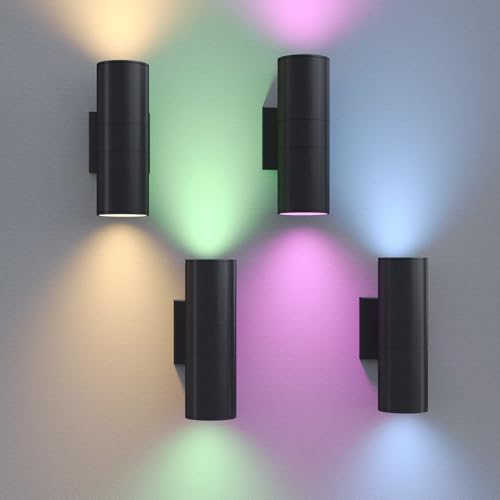 rosykite Outdoor Wall Lights 4 Pack, Dusk to Dawn Sensor Cylinder Sconce