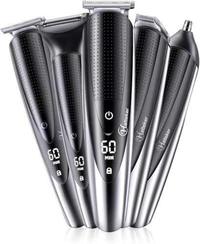 Hatteker Mens Beard Trimmer Grooming kit Hair Trimmer Mustache Trimmer Body Groomer for Nose Ear Facial Hair Cordless Waterproof 5 in 1